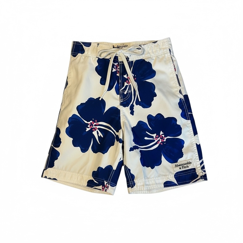 Abercrombie & Fitch Swim Trunks Blue White Floral Board Shorts Men’s Small